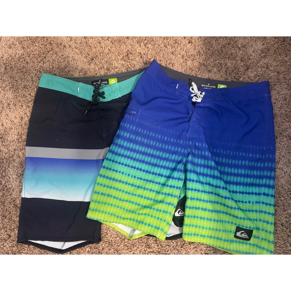 Quiksilver‎ Highline Board Shorts Swim Trunks Men's Size 28 Lot of 2 Surf Beach